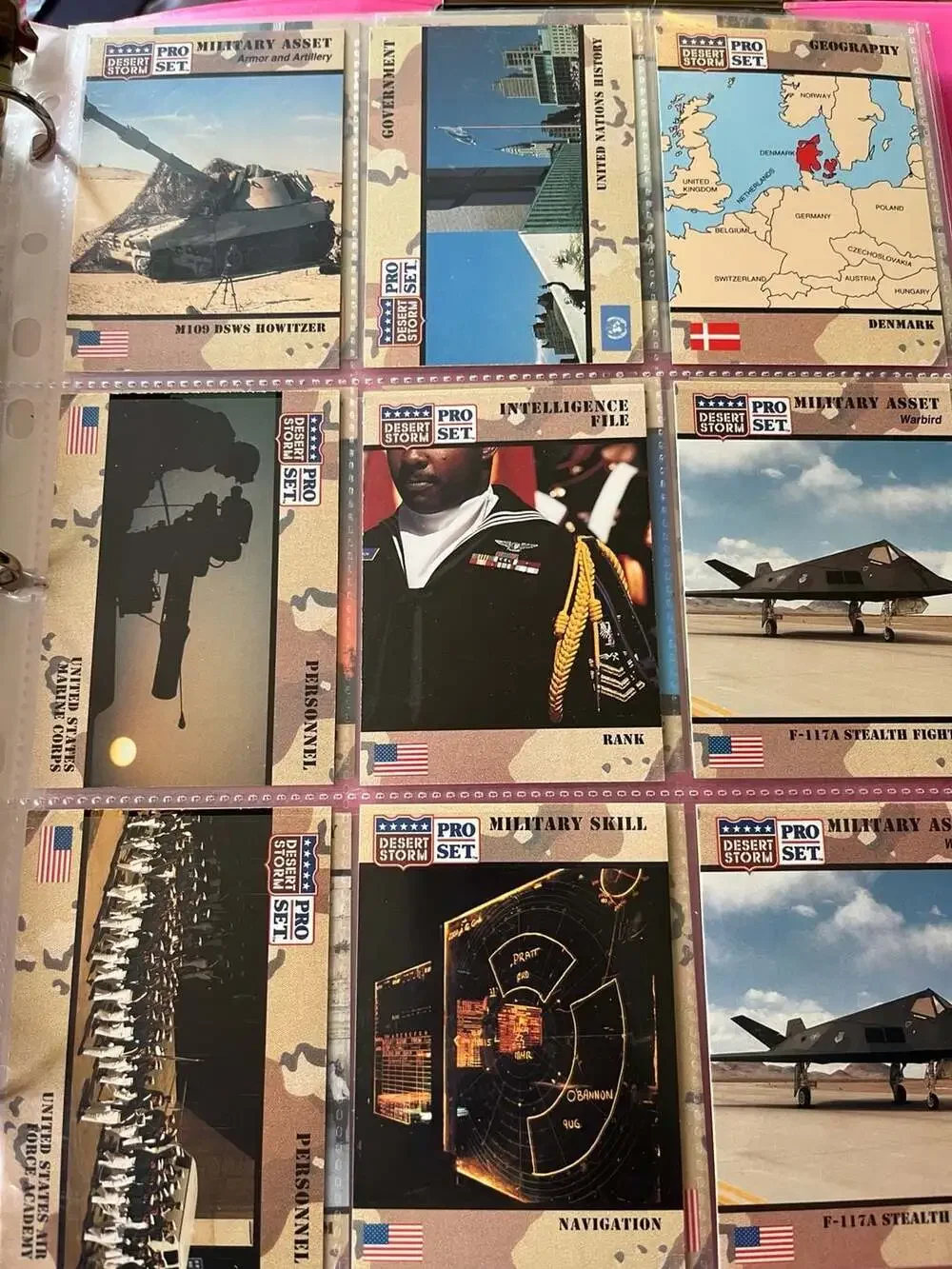 1991 Pro Set Desert Storm Trading Card Collection in Sleeves